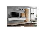 SWITCH IX wall-mounted living room furniture set, designed in glossy white and oak by Vertchez.