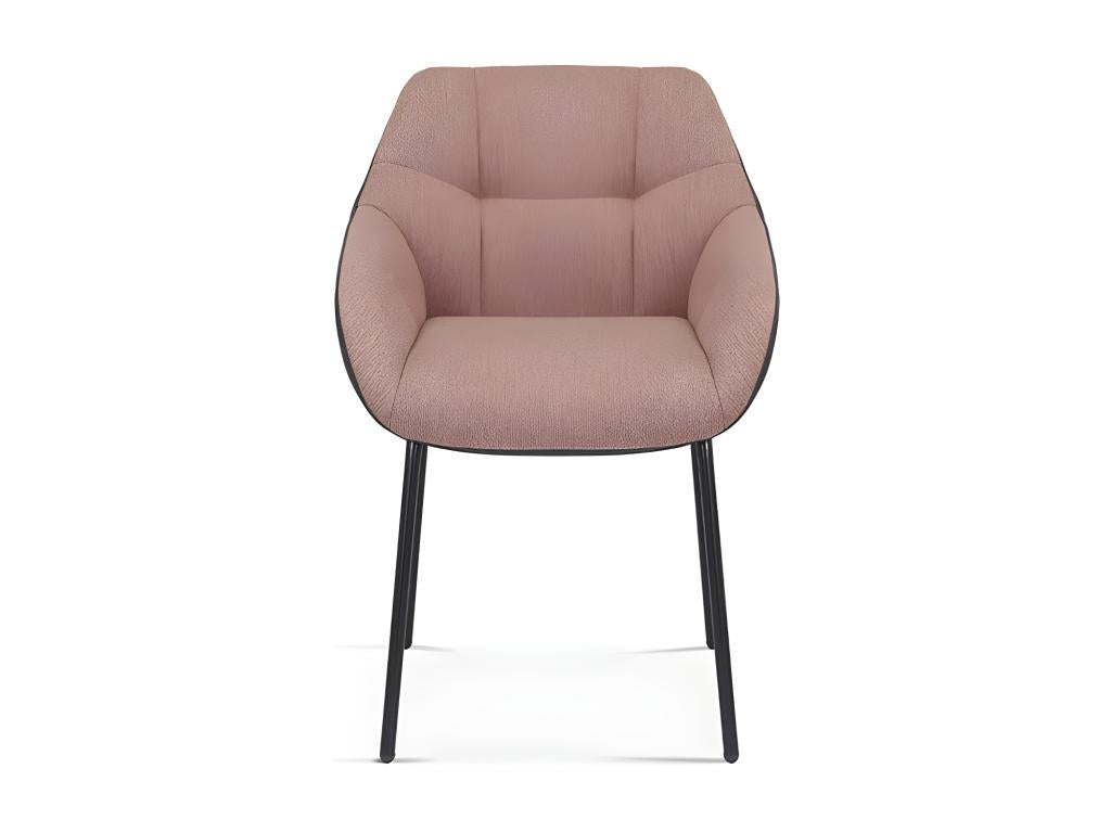 Meublita Chair, Pink Fabric, Dark Grey PU Back, dimensions H85 x W57.5 x D65, ideal for your kitchen or dining room