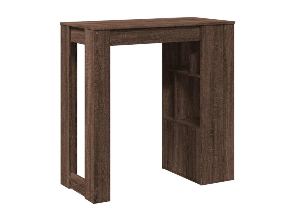 Bar table with shelves, brown oak, engineered wood