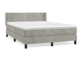 Upholstered bed base and mattress, light grey, 140x190cm, velvet
