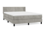 Upholstered bed base and mattress, light grey, 140x190cm, velvet