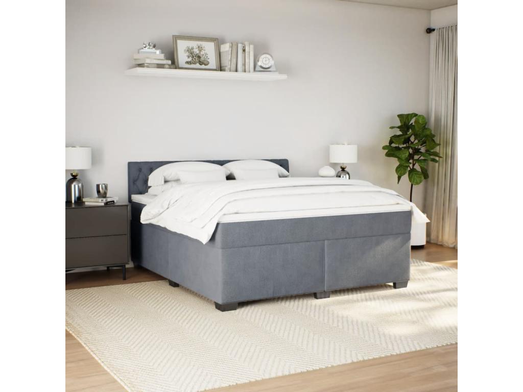 Meublita bed base and mattress, Dark Grey 180x200cm Velvet
