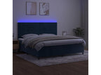 Upholstered bed base with mattress and LED light, dark blue, 200x200 cm, velvet