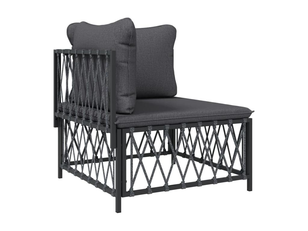 Garden furniture set with cushions, 6 pieces, anthracite steel