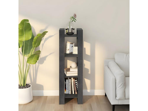 Bookshelf/Room Divider, Grey, 41x35x125 cm, Solid Pine