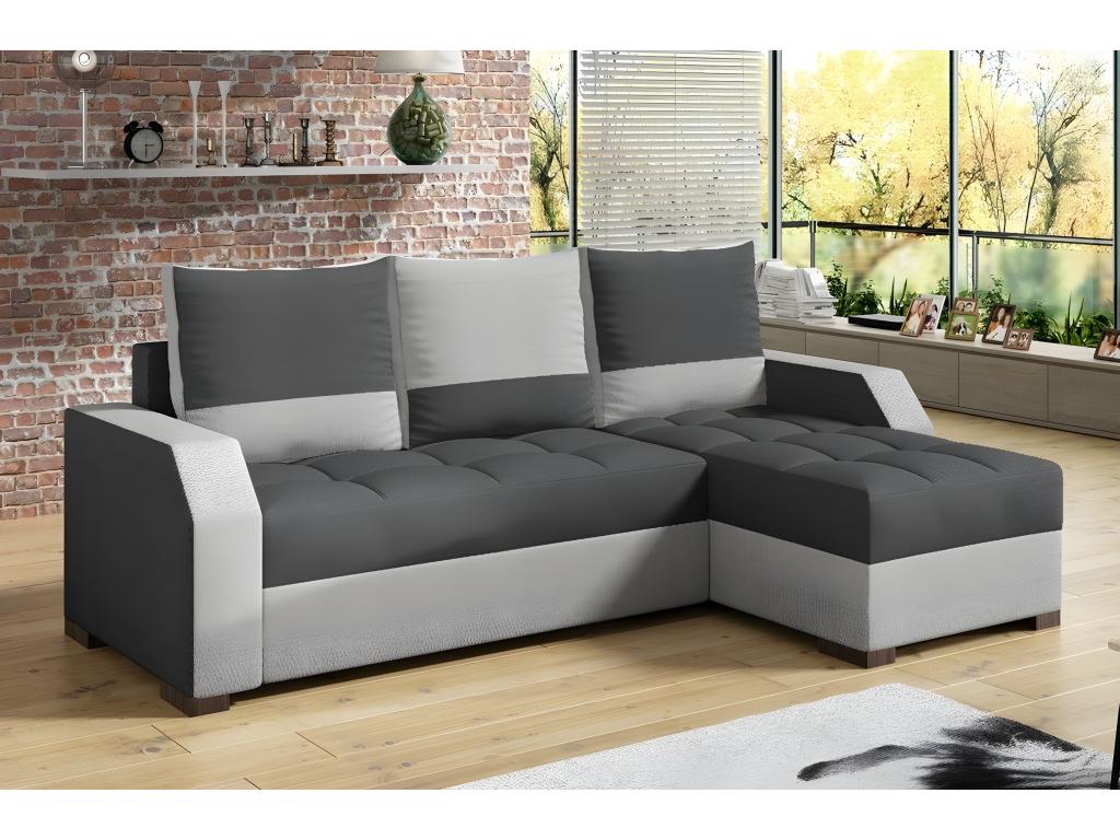 Convertible corner sofa - ARTE - in quality fabric - dark grey and light grey, 3/4 seater, right-hand corner as seen from the front