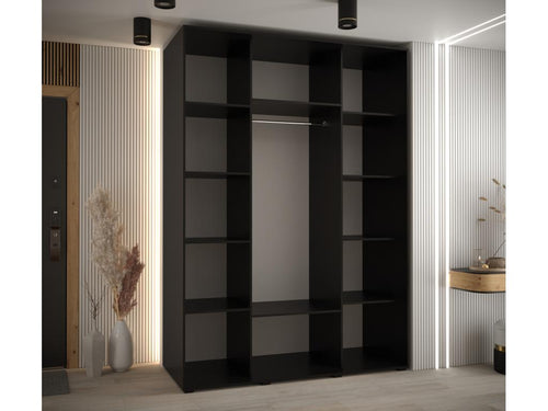 Meublita 5 Sliding Door Wardrobe 235.2/180/60 3 Doors Black/White/Gold