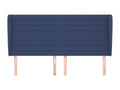 Headboard with wings, Blue, 203x23x118/128 cm, Fabric