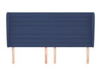 Headboard with wings, Blue, 203x23x118/128 cm, Fabric