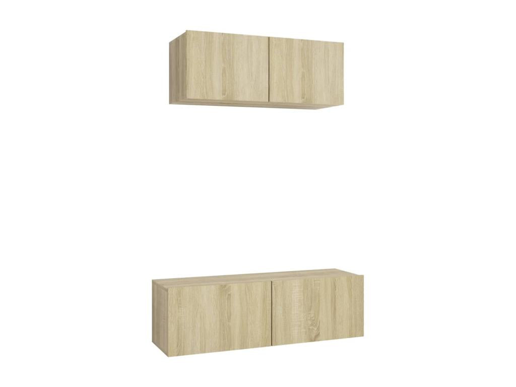 Meublita 2-Piece TV Unit Set, Oak Finish, Chipboard