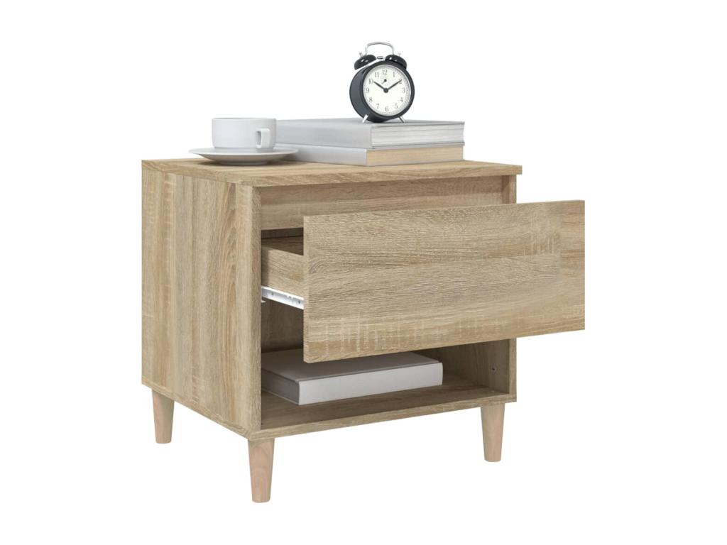 2-piece bedside tables, Oak finish, Meublita, 50x46x50 cm, Engineered Wood