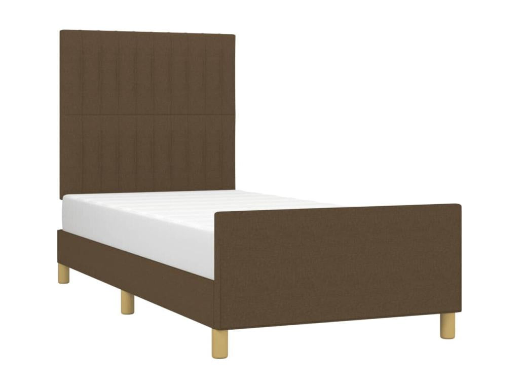 Bed frame with headboard, dark brown, 100x200 cm, fabric