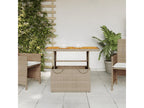Meublita Premium - Beige garden table 90x55x71 cm, woven resin and wood Meublita