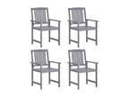 Meublita 4-Piece Solid Wood Garden Chairs, Grey