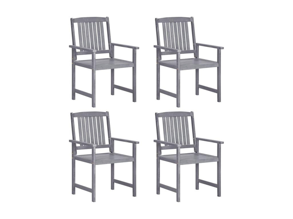 Meublita 4-Piece Solid Wood Garden Chairs, Grey