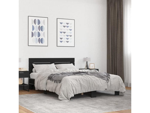 Black bed frame 120x190 engineered wood and metal
