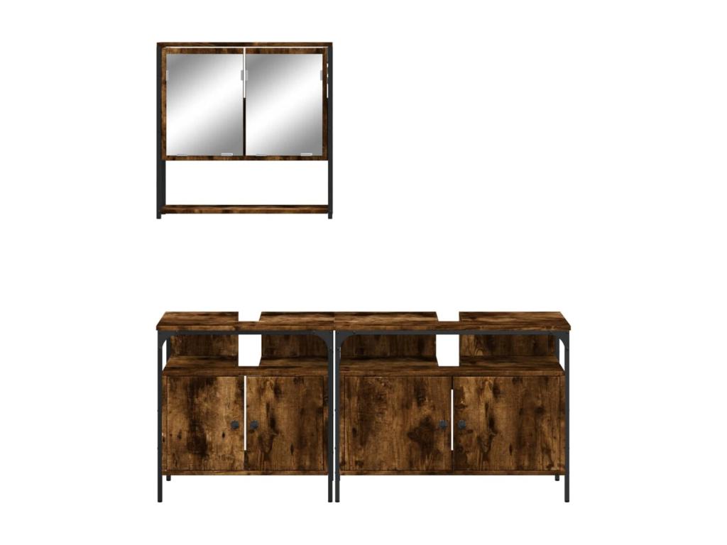 3-piece bathroom furniture set, smoked oak