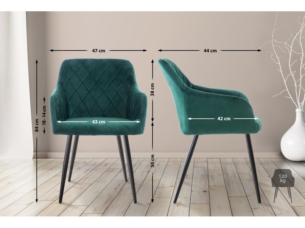 Set of 4 Gondola Chairs - Velvet/Metal - Green - Meublita