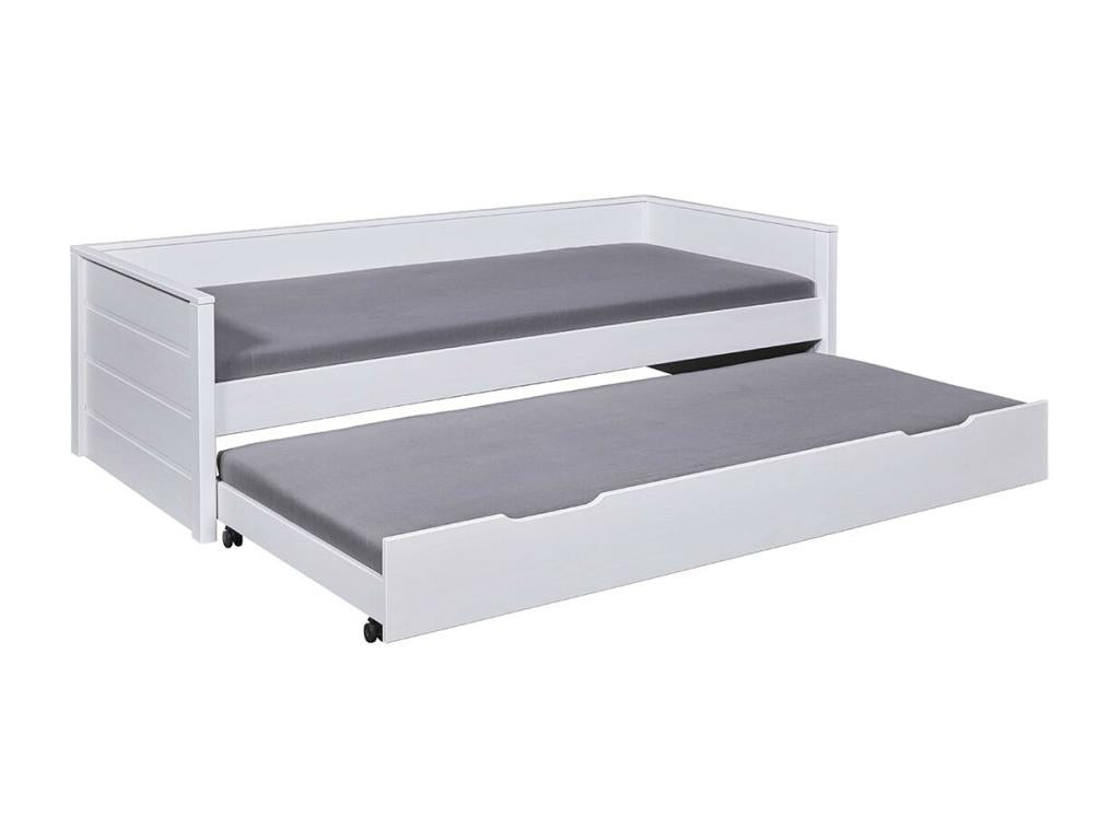 Meublita - Trundle Bed 90x200cm in Solid Pine, White Stained