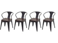 4x Dining Room/Kitchen Chairs in Synthetic and Metal, Industrial Style, Brown/Black CDS04551