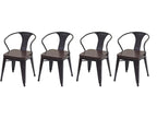 4x Dining Room/Kitchen Chairs in Synthetic and Metal, Industrial Style, Brown/Black CDS04551