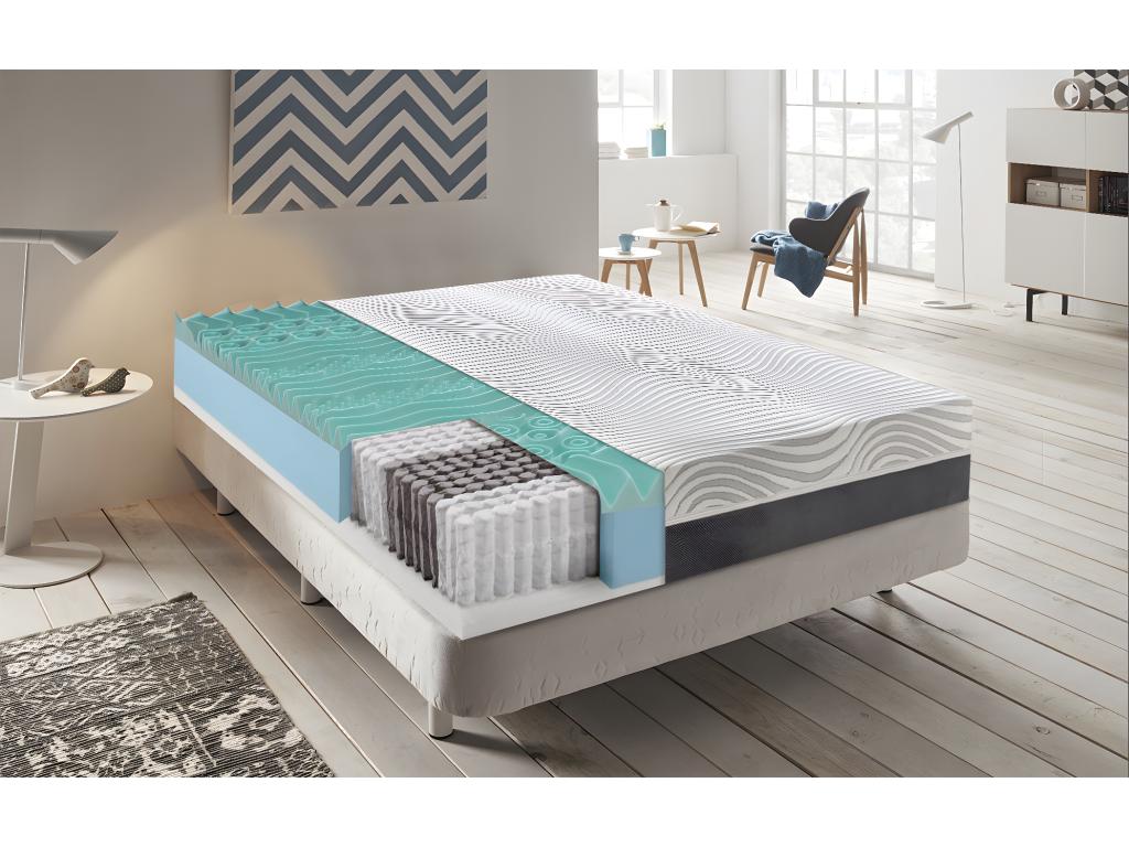 Pocket spring mattress - memory foam - 9 zones with removable cover, Meublita model 80x190 cm