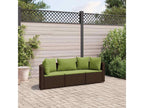 3-piece garden furniture set with cushions, brown woven resin