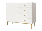 Meublita Nunove 100 White Chest of Drawers with Drawers and Doors 85x100x39cm
