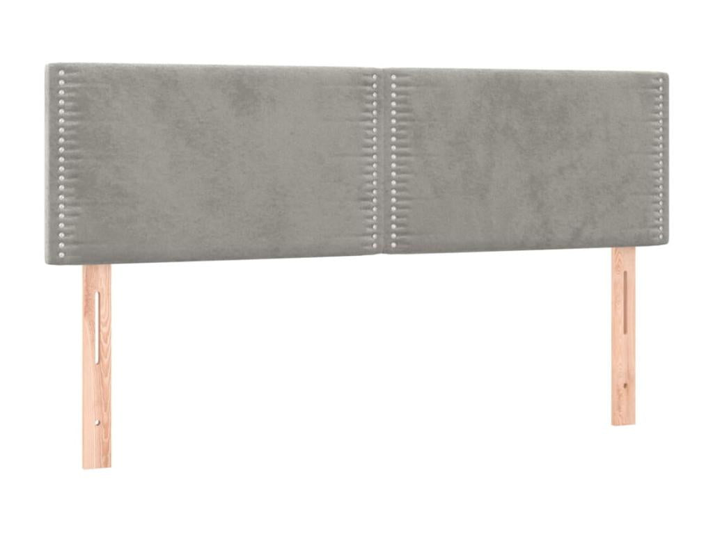 Upholstered bed base and mattress, light grey, 140x190cm, velvet