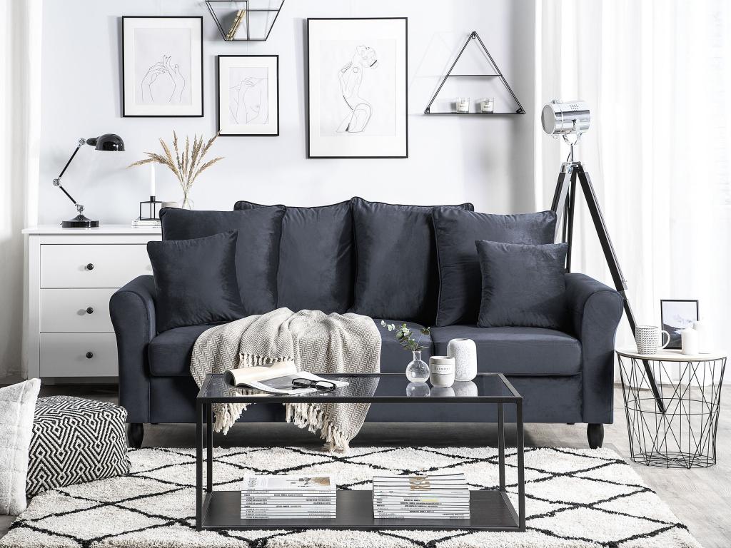 Meublita 3-seater sofa in dark grey velvet