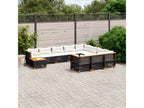 11-piece garden furniture set with cushions, black woven resin