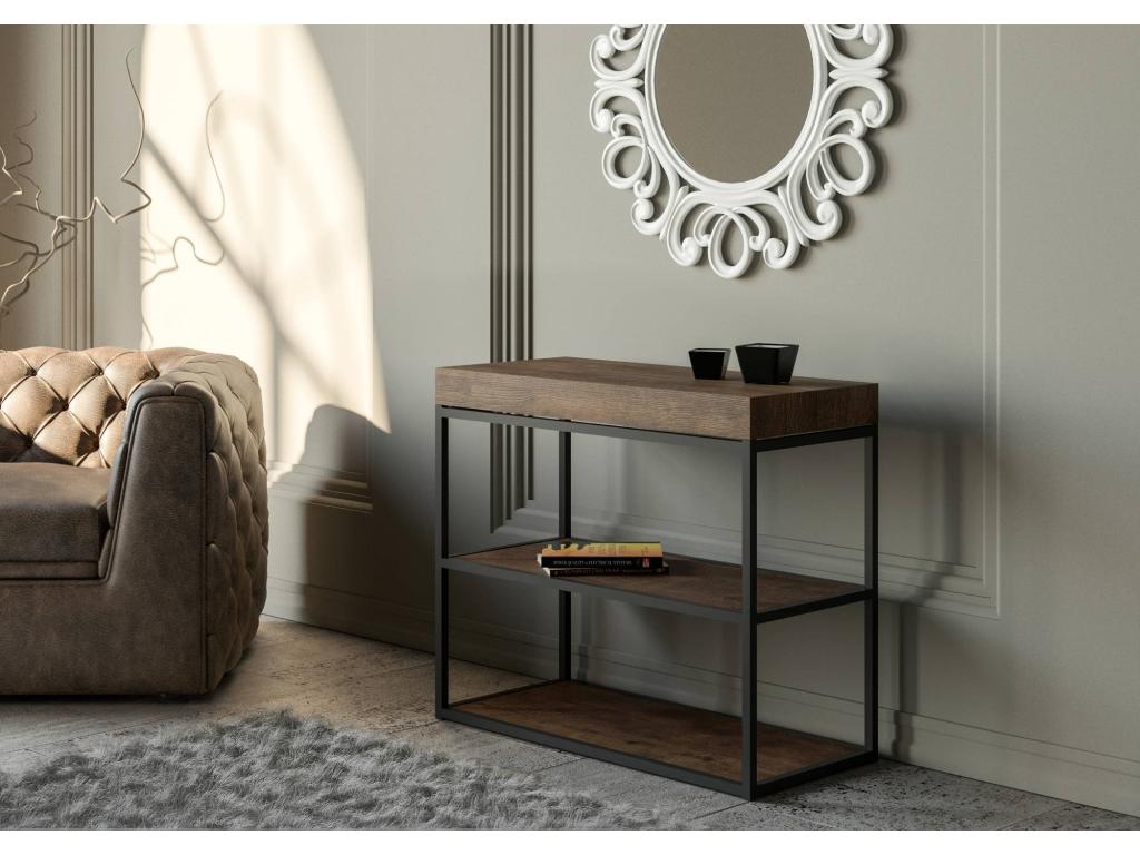 Extendable console 90x40/196 cm Meublita Small Premium Walnut frame Anthracite