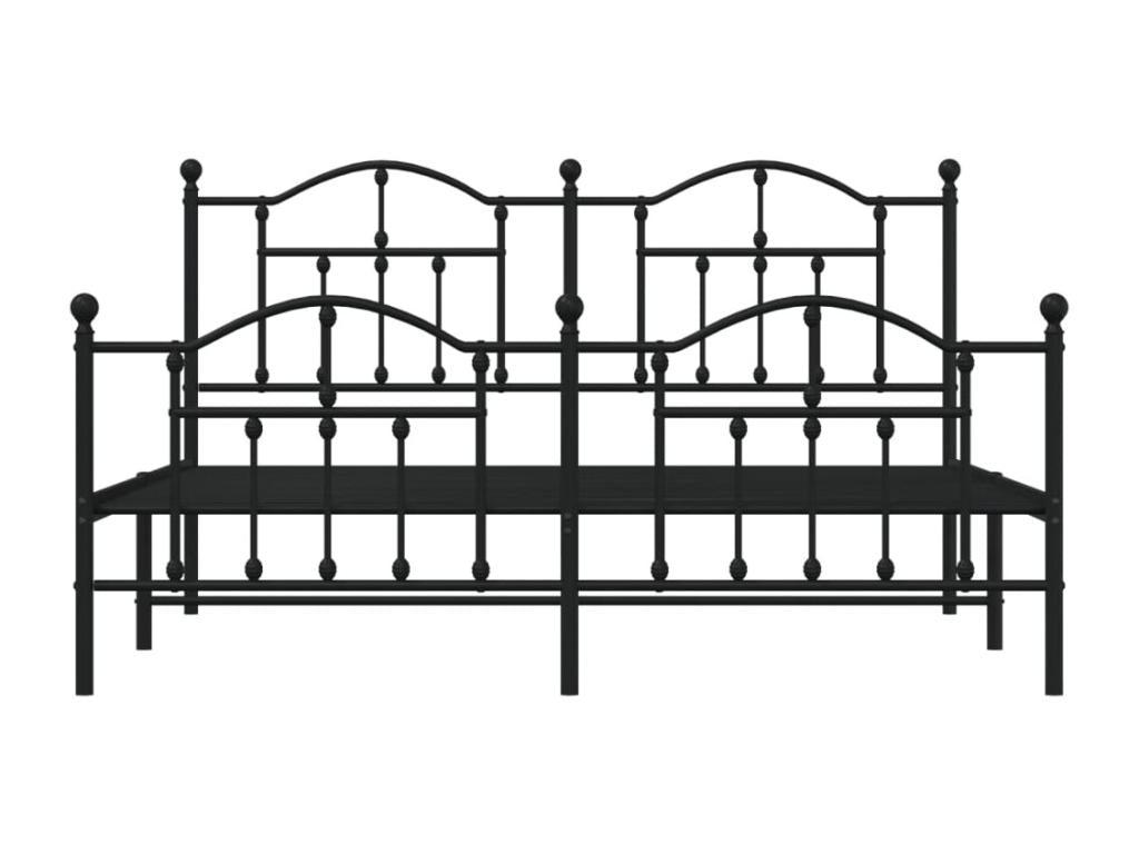 Metal bed frame with headboard and footboard, black, 183x213