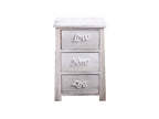 Contemporary White Wood Bedside Table with 3 Drawers, 56x37x27