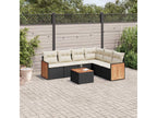 7-piece garden furniture set with cushions, black woven resin