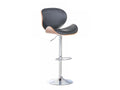 Bar stool - Faux leather / Chrome-plated metal - Walnut / Black - Meublita