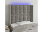 Light Grey LED Headboard 93x16x118/128 cm Velvet