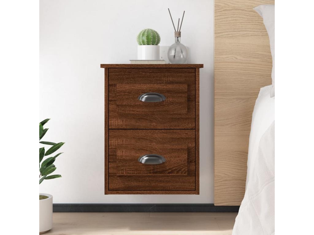 Wall-mounted bedside table, brown oak, 41.5x36x53 cm