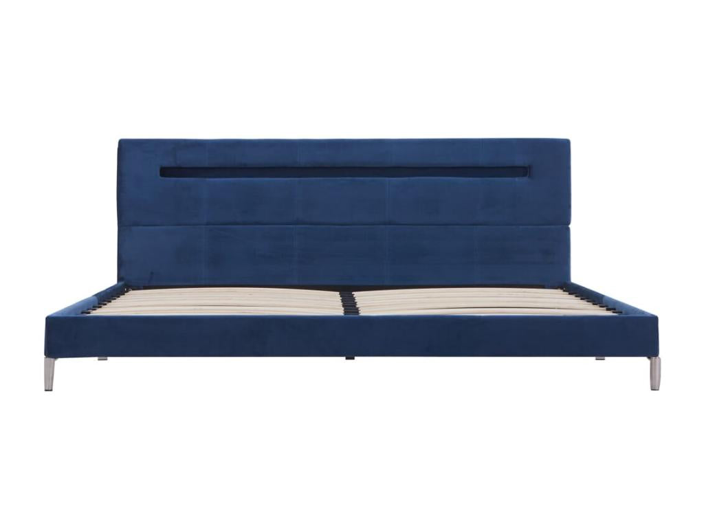 Bed frame with blue LED lighting, fabric, 180x200 cm
