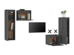 4-piece TV stand, Grey, Solid Pine Wood
