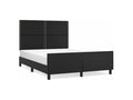 Black bed frame with headboard, 140x200 cm, faux leather