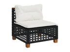 11-piece garden furniture set with cushions, black woven resin