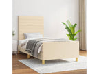Cream bed frame without mattress, 100x200 cm, fabric