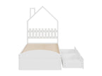 Cabin bed, children's bed, 90x200 cm bed with house-shaped headboard and built-in storage compartments, white