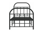 Metal bed frame with headboard/footboard, black, 75x190 cm