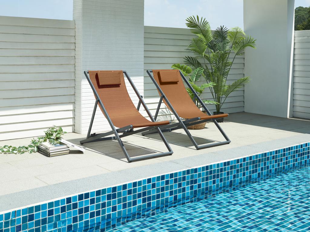 Set of 2 aluminum deck chairs - Meublita