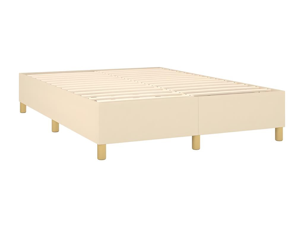 Meublita bed base with mattress and LED lighting, Cream, 140x190 cm, Fabric