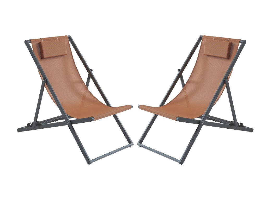 Set of 2 aluminum deck chairs - Meublita