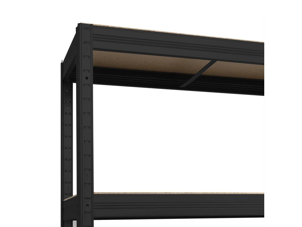 Pack of 2 Modular Shelving Units with 5 Adjustable Shelves, 180x120x60cm, 1250Kg, Black, Meublita