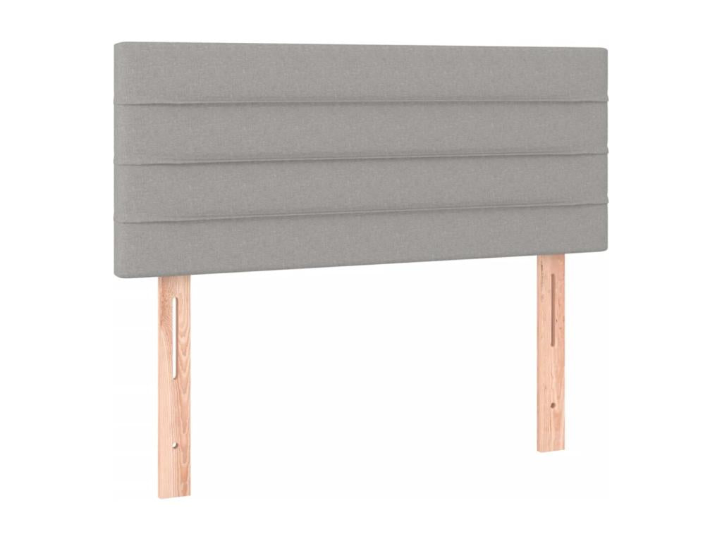 Upholstered bed base with mattress and LED light, light grey, 90x190cm, fabric